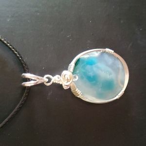 Sapphireskies Designs Sterling Silver Chrysocolla Included Quartz Necklace